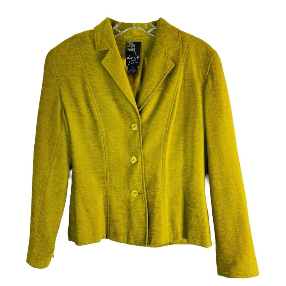 Dana B chartreuse green corduroy ribbed button lightweight office blazer 4
